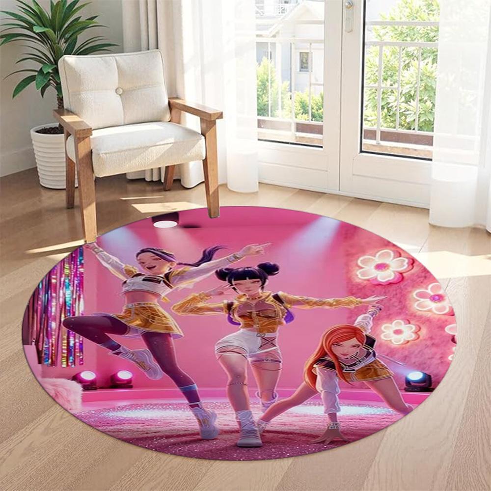Kpop Round Office Rug Perfect for Entryway Dormitory Outdoor Kitchen Antislip Round Carpet Anime Office Decor Birthday Christmas Gift