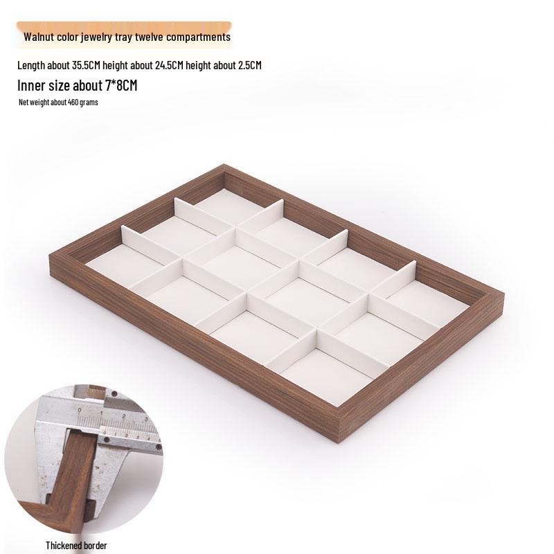 Шкатулка для украшений из орехового дерева с белой кожей и крышкой, пыленепроницаемое хранилище для серег, колец, ожерелий и браслетов.