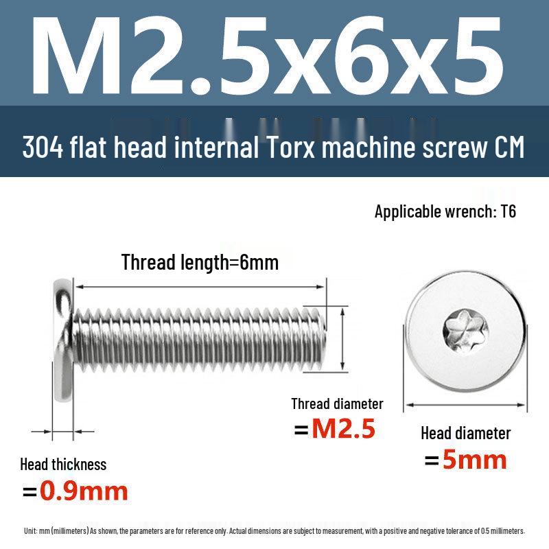 Yigu Винт Torx из нержавеющей стали 304 с тонкой плоской головкой M2-M8 для компьютерной техники
