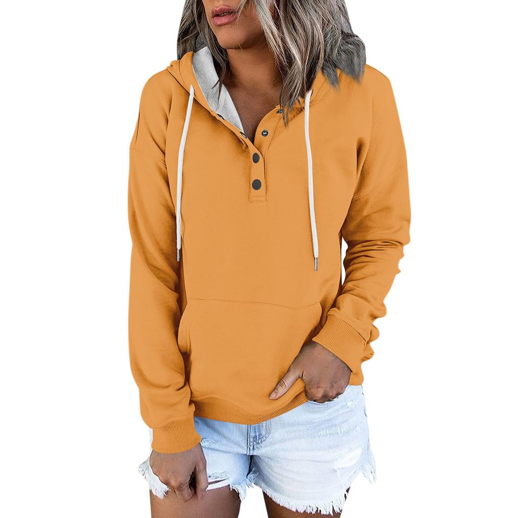 Women's Casual Fashion Solid Color Long Sleeve Pullover Hoodies Sweatshirts