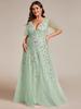 Ever-Pretty Womens Plus Size V Neck A Line Sequin Tulle Formal Dresses