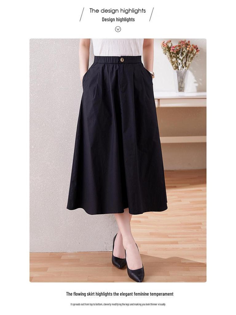 Women's Pure Cotton Floral A-Line Skirt with Elastic Waist - Stylish Summer Meat-Covering Design