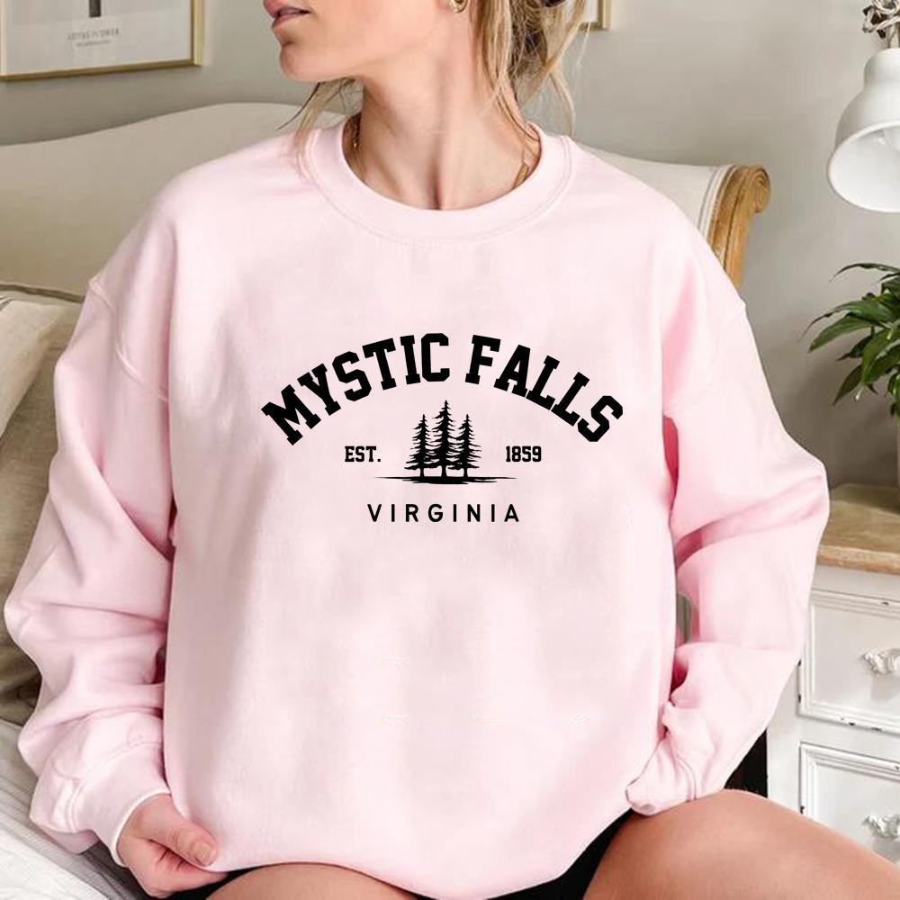 Толстовка Mystic Falls Virginia Salvatores, толстовка унисекс, пуловеры с круглым вырезом и длинными рукавами, толстовки, повседневный свитер для фанатов вампиров