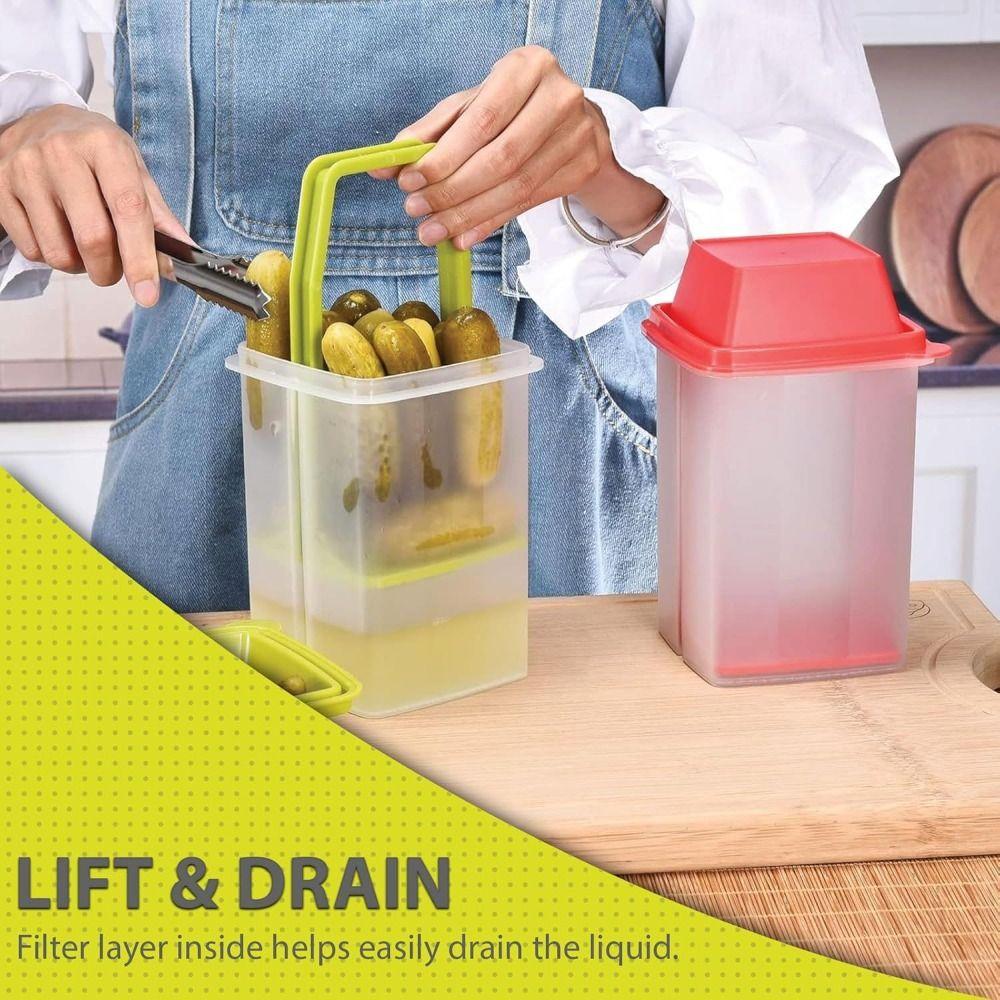 Банка для соленых огурцов без БФА Многоразовый контейнер для халапеньо Контейнер для соленых огурцов с ситечком Приправа Еда