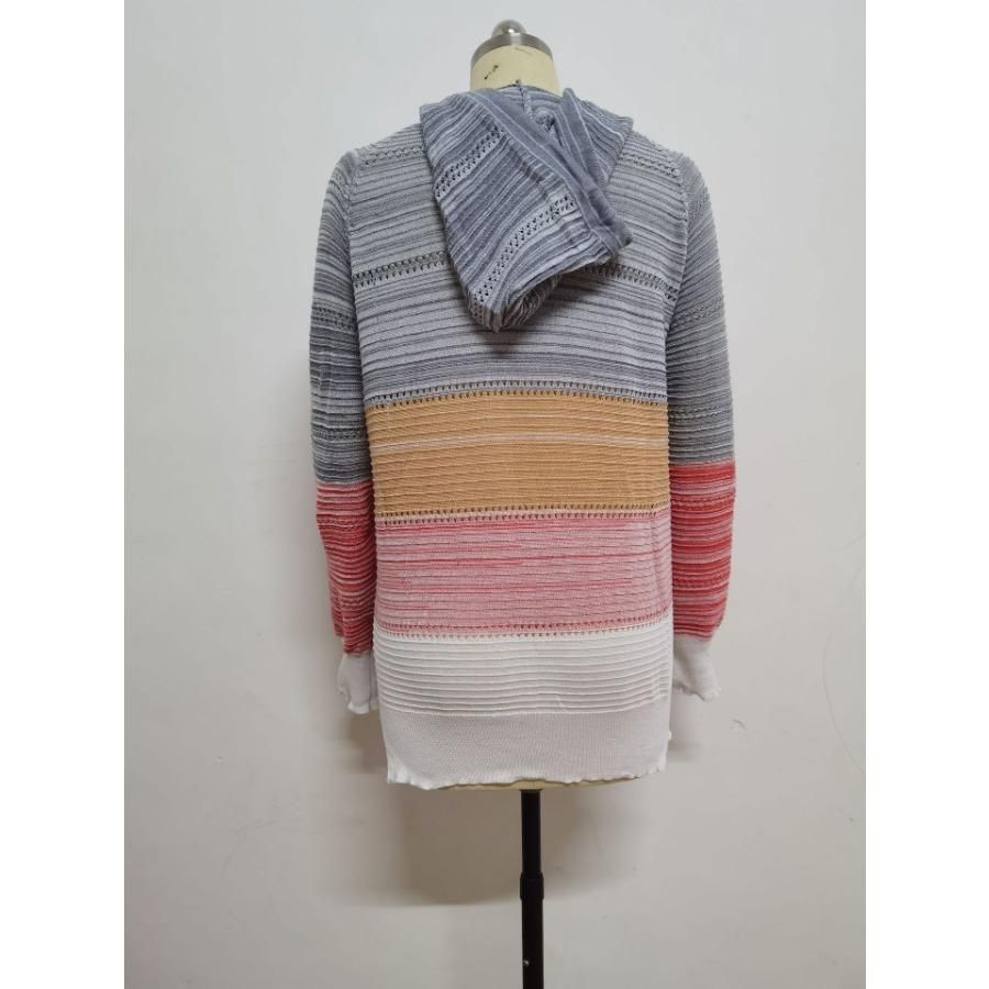 Fashion Women Casual Patchwork V-Neck Long Sleeves Hooded Sweater Blouse Tops