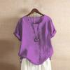 Women Loose Casual Tops Button Linen Daily Boho Tunic T-shirt Short Sleeve Blouse