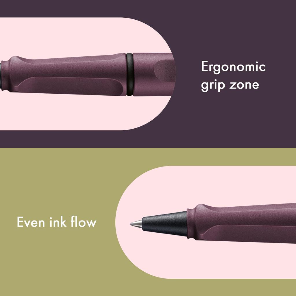 LAMY Safari Scarlet Rollerball Pen Ergonomic Medium Line Width Comfortable for Long Writing Times Made of Durable ASA Plastic Includes Black LAMY M 63