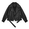 Autumn Woman Loose PU Leather Biker Jacket Motor Coat Street Beige Black Female Punk Outwear Faux Leather Jacket
