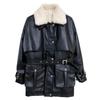 Leather Jacket Women's Mid-length Winter New Korean Style Loose Cotton Jacket Plus Velvet Thickened Motorcycle Popular PU Leather Jacket