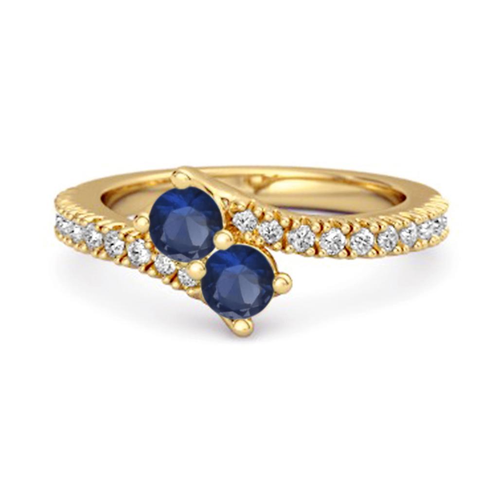 Blue Sapphire Bypass Ring - 925 Sterling Silver Gold Vermeil