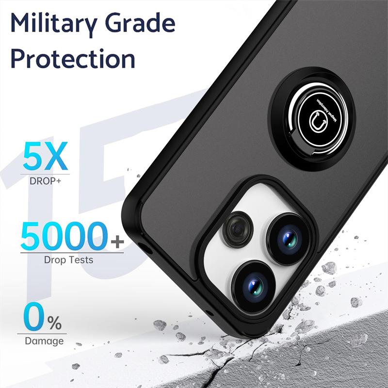 Противоударный чехол из твердого ПК для Xiaomi Redmi 13C 13 4G 5G, чехол с кольцом-подставкой, магнитный автомобильный держатель для телефона для Redmi13 13 C, бронированный матовый
