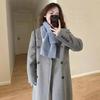 Женский шерстяной жакет с отложным воротником, однотонное двубортное пальто средней длины, термобелье с длинными рукавами, для поездок на работу, свиданий, весна-осень-зима