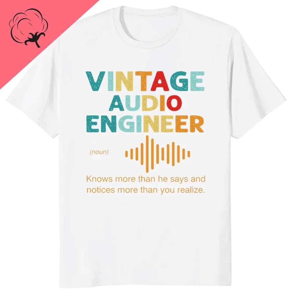 Vintage VU Meter Sound Engineer Analog Electronic O-Neck Cotton T Shirt Men Audio Engineer Recording Studio Funny Tshits Men Top
