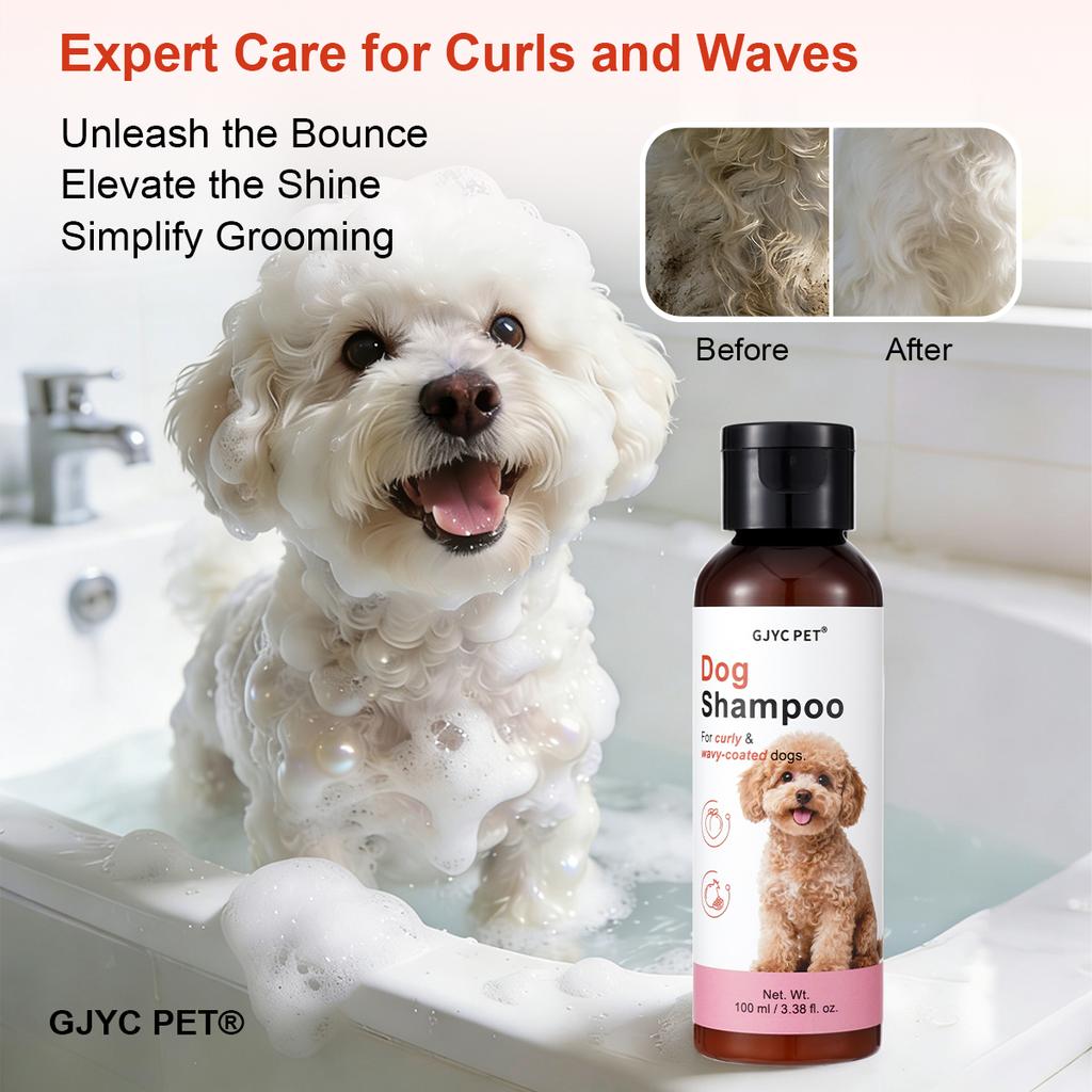 GJYC PET Curly & Wavy Coats Dog Shampoo Detangles Defines Curls Moisturizes Gentle