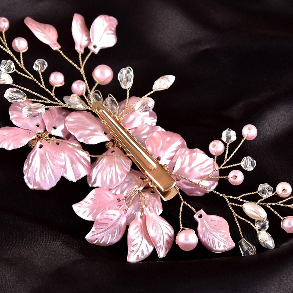 Korean style Crystal Pearl Flower Hair Pin Elegant Beautiful Bridesmaid Tiara Floral Style Barrettes Wedding Hair Accessories