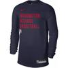 Washington Wizards Letter Logo Print Crew Neck Long Sleeve Basketball Shirt Men Tops Blue FD9969-419