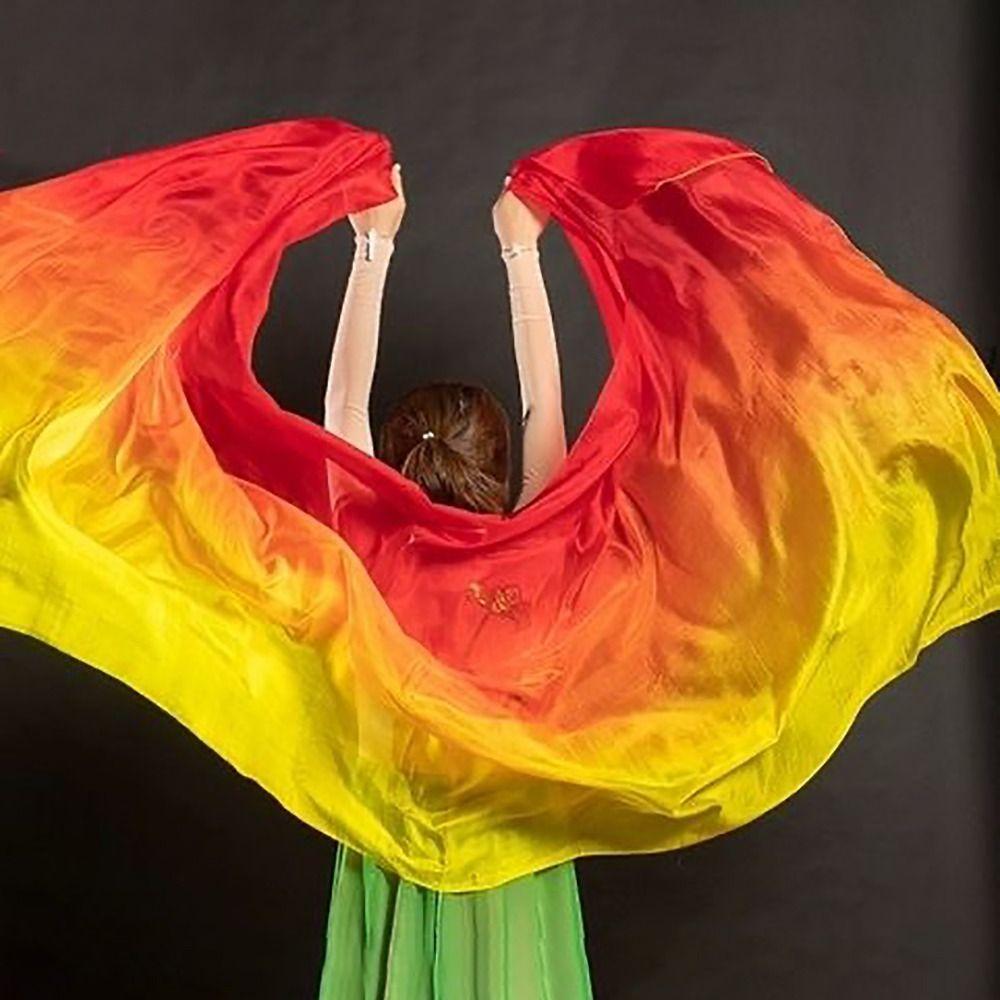 Long Belly Dance Veils Gradient Color Dancing Scarf Turban Hijabs Latin Belly Dance Shawls