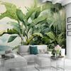 Nordic Retro Wallpaper Hand Painted Tropical Plants Leave Wall Mural Living Room Bedroom Wallpaper Home Decor Fresco