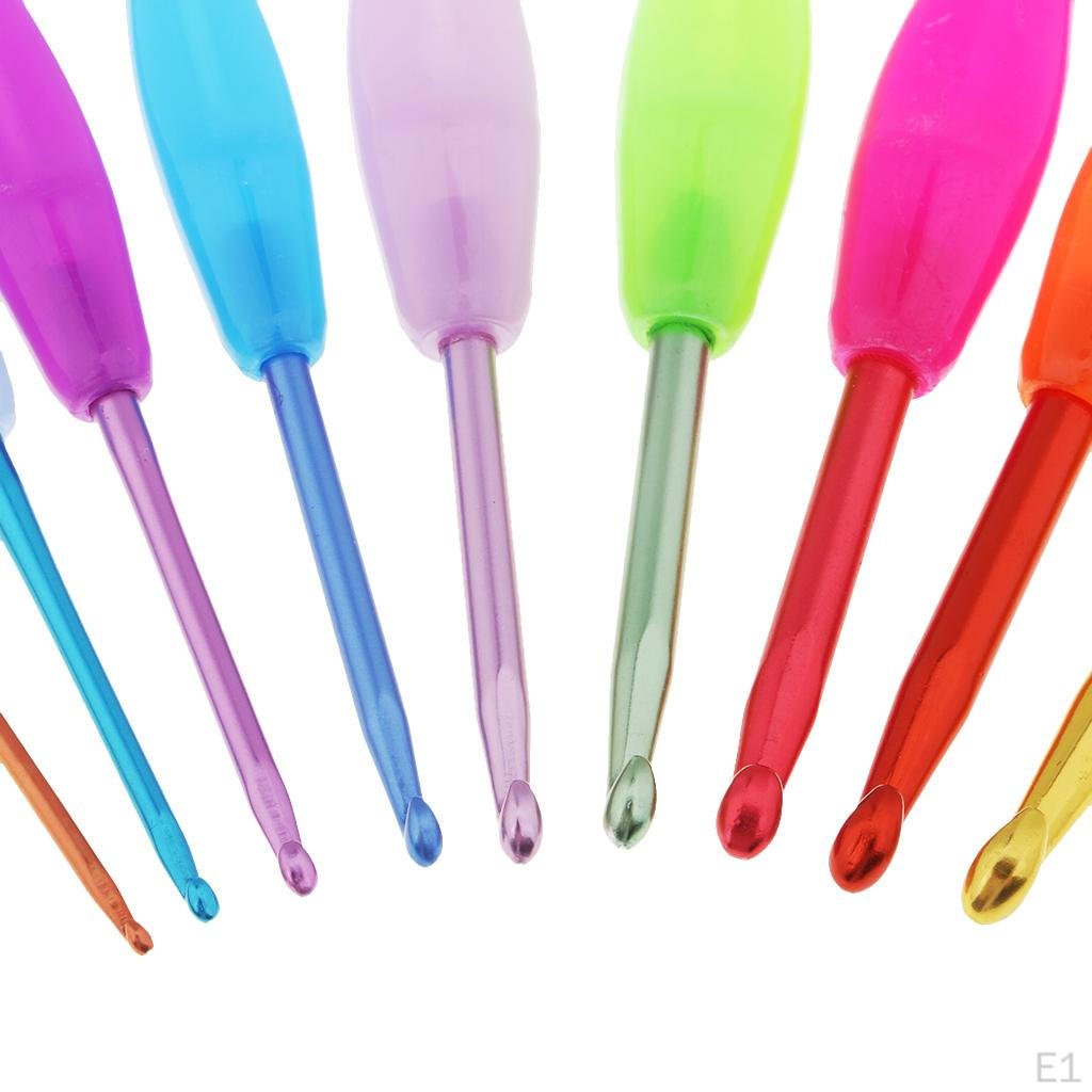 9 шт./лот алюминиевый крючок с пластиковой ручкой для вязания и плетения