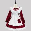 Japanese Maid Cosplay Cute Lolita Party Dress Black White Long Sleeve Classic Apron Maid Role Play Waitress Cross Dressing