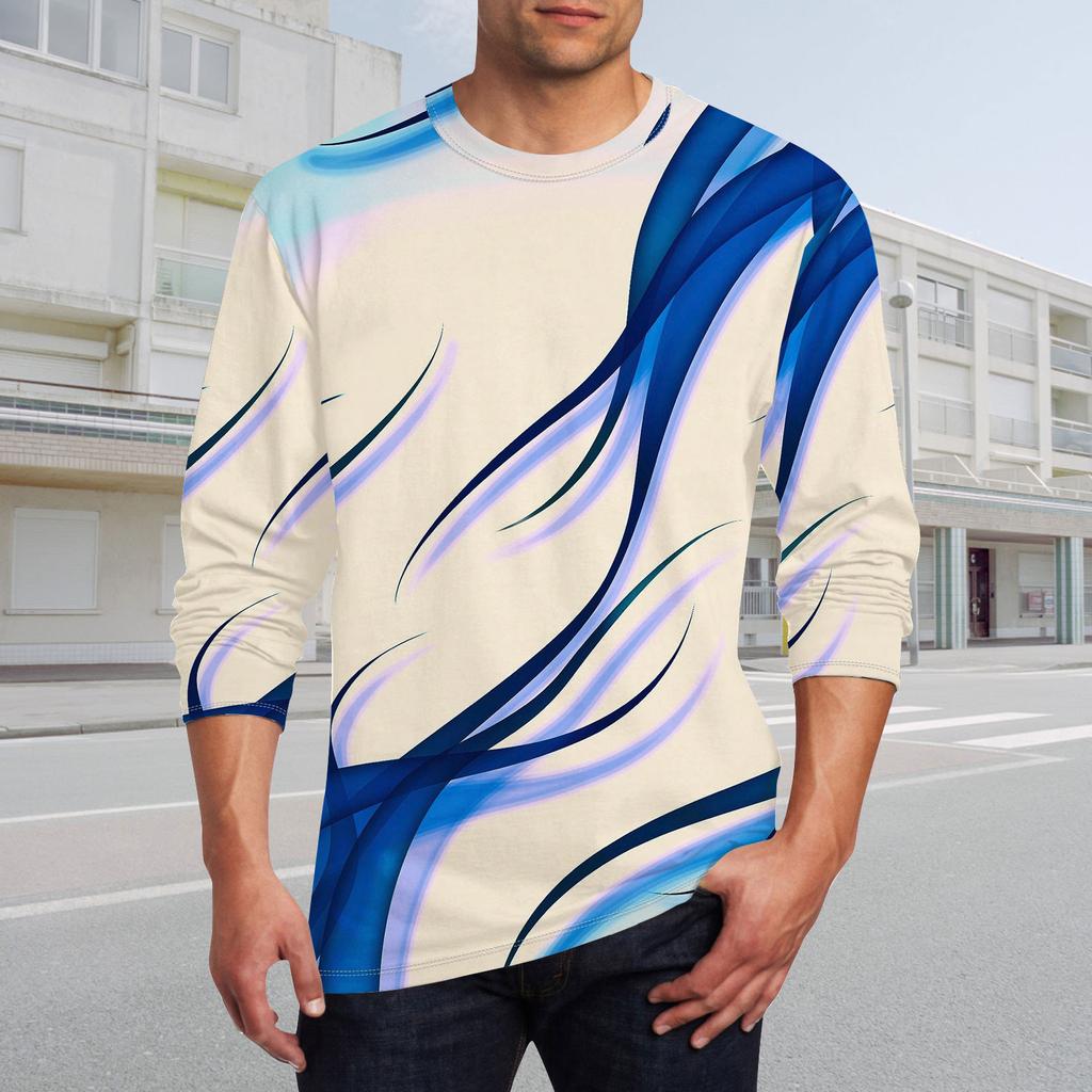 Муж. Футболка Круглый вырез Одежда Одежда На открытом воздухе Длинный рукав С принтом Модельер Винтаж