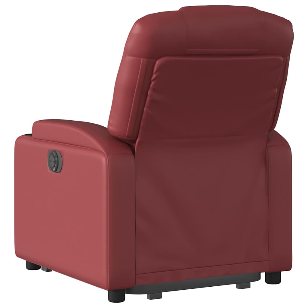 Electric Recliner Chair with Rising Function Burgundy Faux Leather