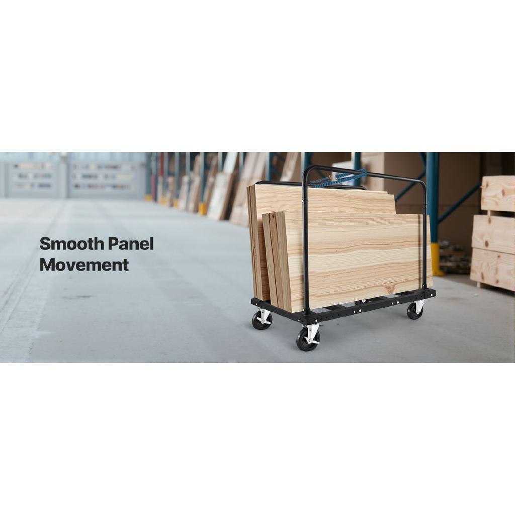 SucceBuy 1800Lbs Drywall Panel Dolly Steel Truck Cart with 5in Swivel Casters & Tie-Down Strap Lumber Cart for Factory Warehouse