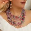Glass Women Beaded Jewelry Set Multilayer Circular Design For Office Use Casual
