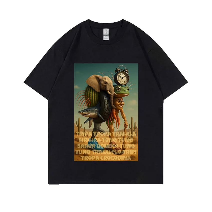 Hot Sale Italian Brainrot Funny Meme T Shirt Tralalero Tralala Tung Tung Tung Sahur Brr Brr Patapim Bombardiro Crocodilo T-shirt