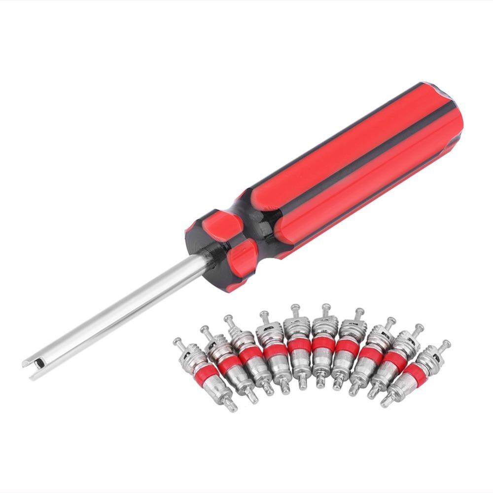 11PCS Screwdriver Style Tire Valve Core Tool Universal Valve Stem Remover Automotive Tire Repair