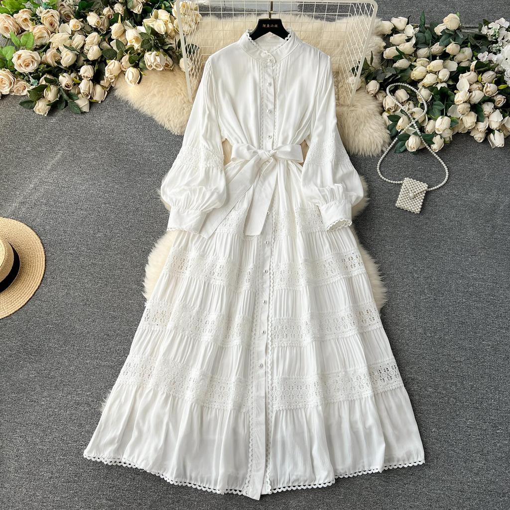 Роскошные вечерние кружевные длинные платья для подиума, женское однобортное однобортное однобортное лоскутное бандажное платье с рукавами-фонариками