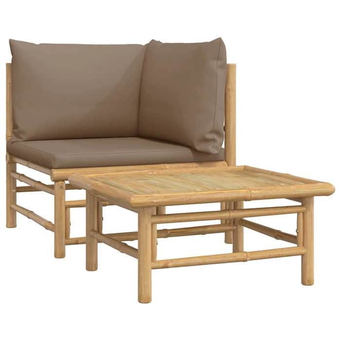 VidaXL Garden Lounge Set 2 Pcs with Taupe Cushions Bamboo 362285