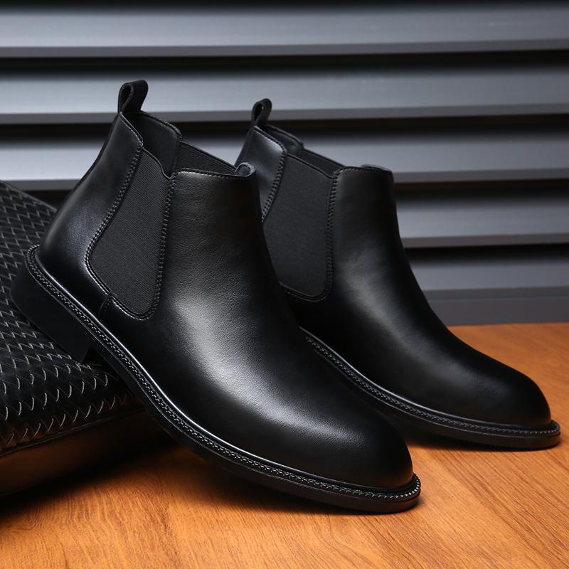 Итальянские мужские повседневные кожаные ботинки челси высокого качества, деловые туфли для офиса, удобные ботинки с острым носком на плоской подошве от дизайнера