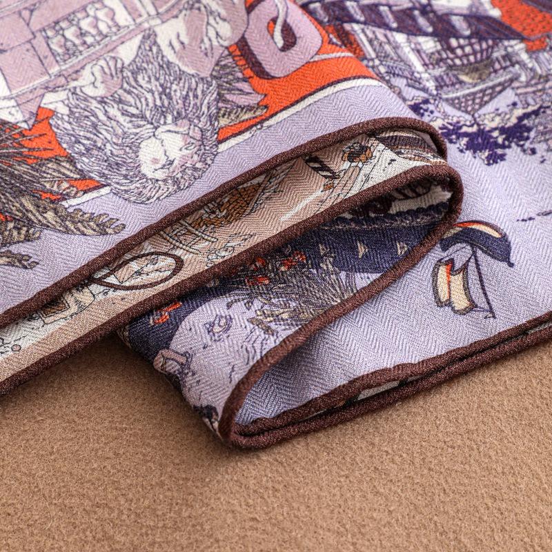 Spring and Autumn New Herringbone Silk Hair Scarf Women's Premium Handmade Curled Shawl Stylish and Elegant Handmade Curled Silk Scarf