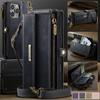 CaseMe Кожаный чехол-книжка для iPhone 17 Pro Max 17E Air 16 Plus 16E 15 14 13 12 11 X XS XR SE 2022 8 с длинным ремешком, кошельком на молнии, обложкой для нескольких карт