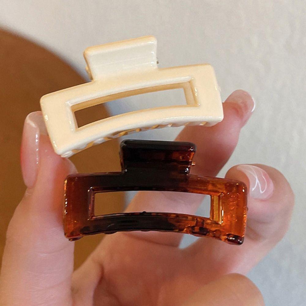 Plastic Mini Hair Claw Rectangle Hollow Hair Clip Sweet Transparent Shark Clip Party