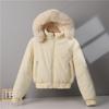 New Style Fur Collar Down Jacket for Women, Korean Style Short Plus Velvet Jacket, Winter Thickened Cotton Jacket for Little People