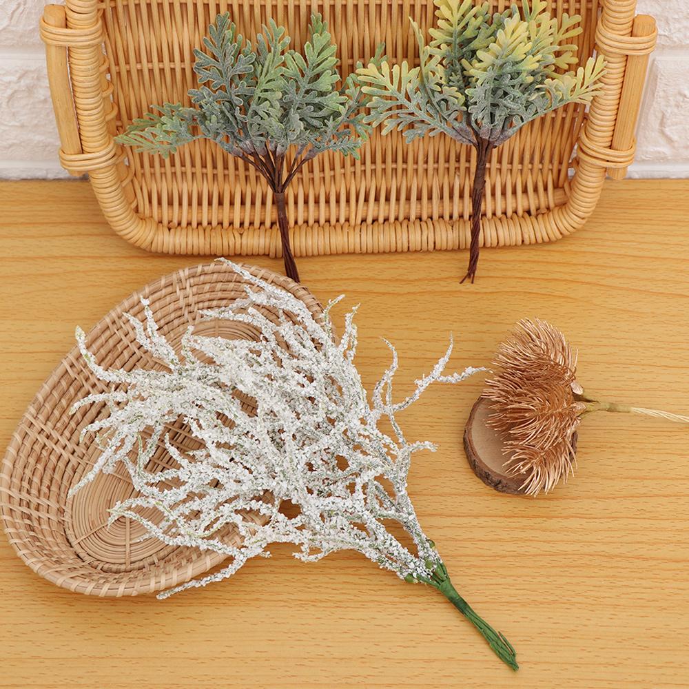 6PCS/Bundle DIY Home Decor Xmas Ornament Simulation Plants Faux Grass Pine Artificial Flowers