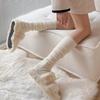 Autumn And Winter Women's Knitted Socks Solid Color Vertical Bar Warm Knee Length Socks Harajuku Fashion Lolita Socks