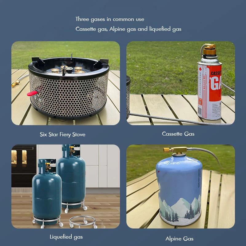 3 in 1 8KW Windproof Camp Stove Camping Gas Stove with Fuel Canister Adapter, Piezo Ignition, Carry Case, Stove Burner
