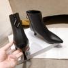 Fashion High Heels Dress Shoes Pointed Toe Bare Boots Black Booties Thin Heeled Fashion Ankle Boots Retro Ladies Shoes Women's Boots