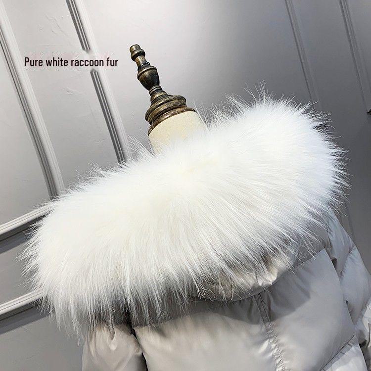 Женский воротник из искусственного меха лисы и енота черного и белого цвета для пуховой шапки - Единичная покупка