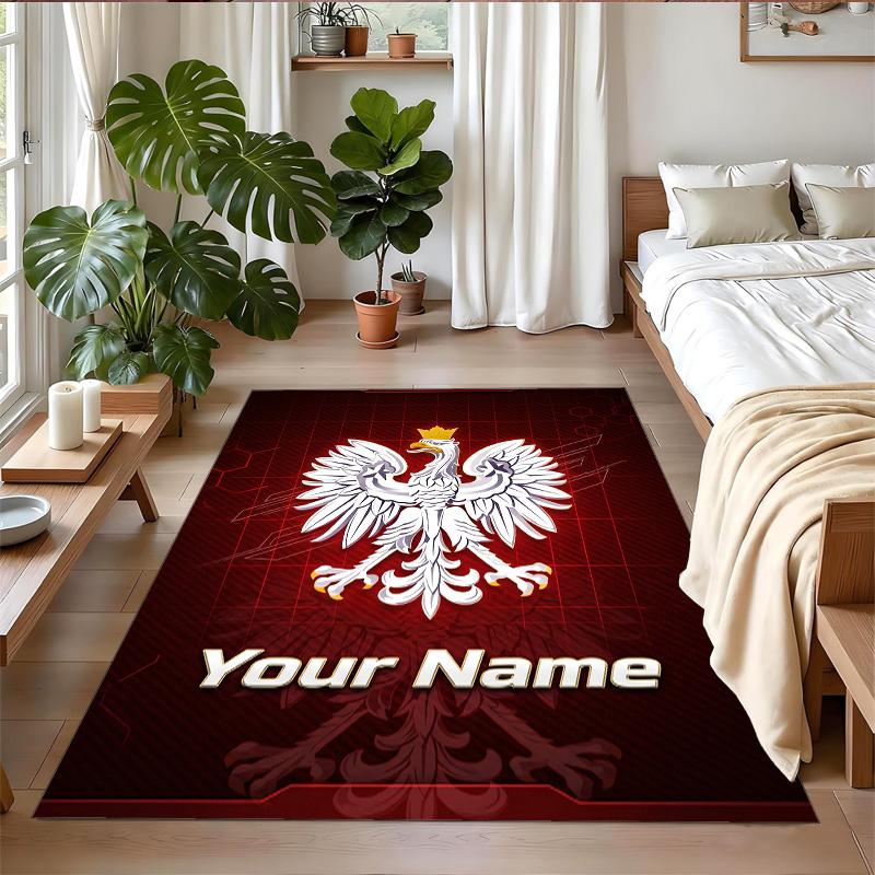 Crystal Velvet Rug Custom Name Text, Soft Non Slip Floor Mat Home DecorPoland