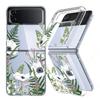 For Samsung Galaxy Z Flip5 Flip6 Flip4 Case Flower Pattern Shockproof Folding Transparent Cover For Samsung Galaxy Z Flip 5 4 3