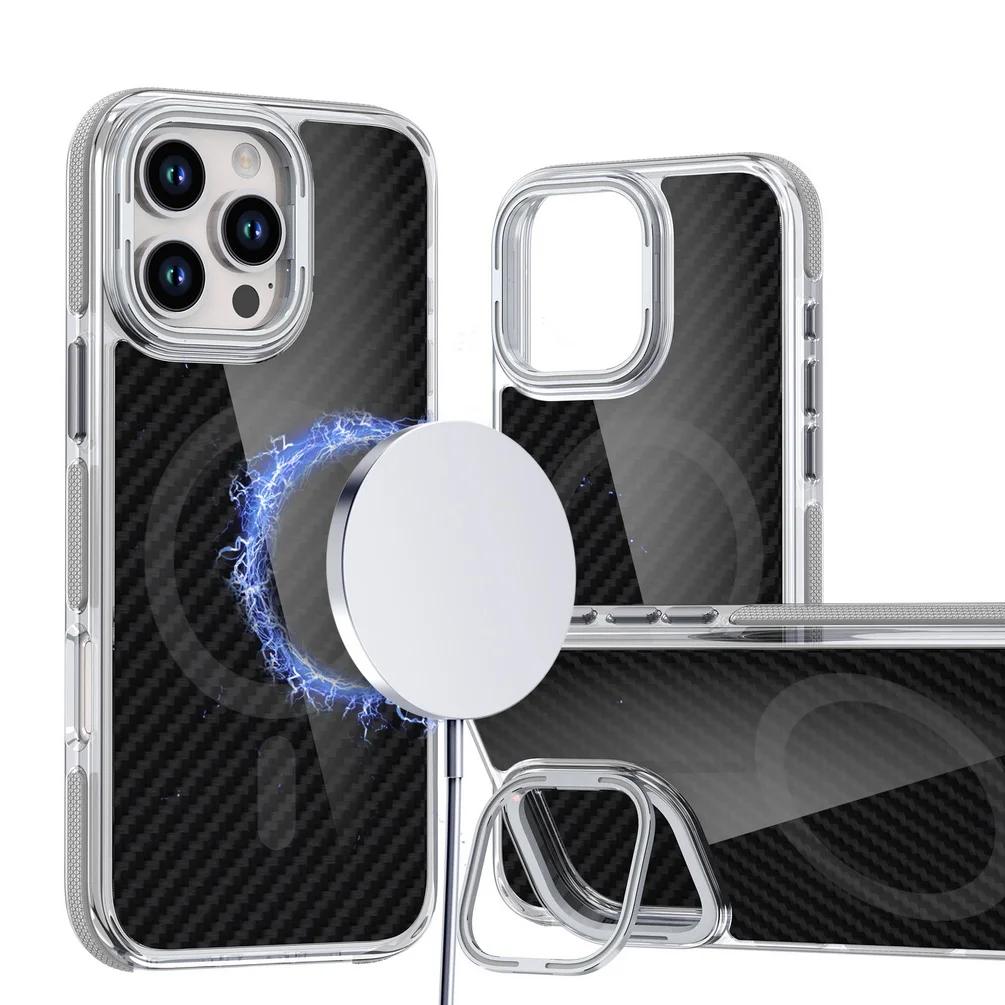 Чехол-подставка Magsafe Magnetic Wireless Charger Military Grade для iPhone 16 Pro Max 15 Pro Max 14 Pro 13 12 11 с жестким держателем и защитным чехлом-подставкой
