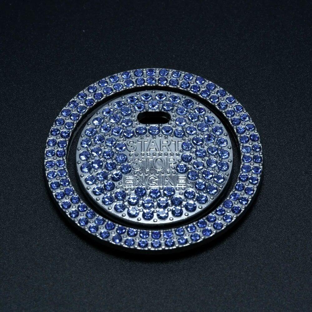 1 комплект, кольцо и кнопка, автомобильная блестящая наклейка для запуска и остановки двигателя в один клик, универсальная металлическая декоративная крышка со стразами