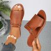 Large Size Summer New, Solid Color, Woven Simple Daily Retro Style Open-toed Beach Cool Slippers Sandals