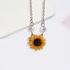 Women Necklace Faux Pearl Sunflower Pendant Exquisite Lightweight Stainless Neck Decoration Jewelry Holdiay Gift Lady Necklace
