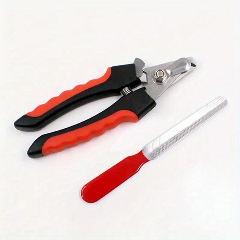 Professional Pet Nail Clipper Set for Dogs & Cats - Ergonomic, Labor-Saving Design with Safety Rounded Tip, Includes Red-Handled Clippers and Metal