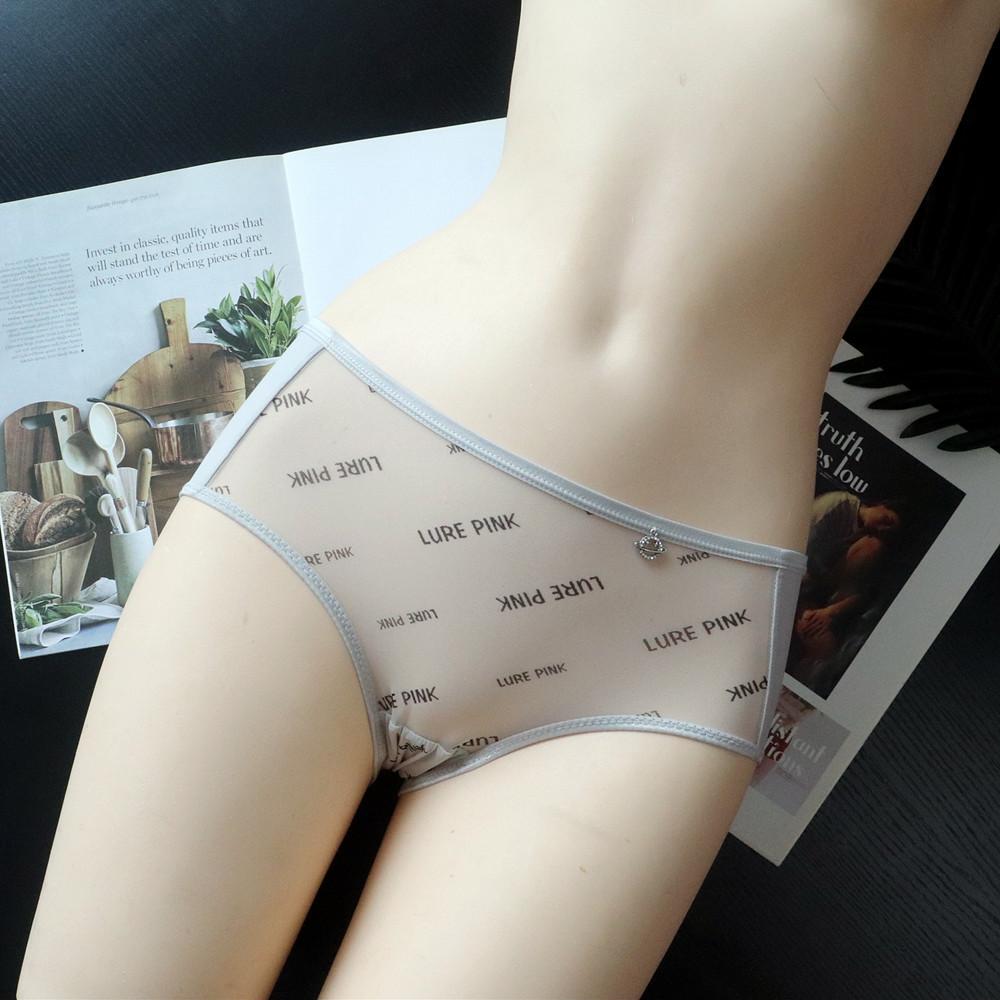 Letter-printed Girls Sexy Breathable Mesh Panties Women's Underwear Mid-waist Air Drying Briefs for Women